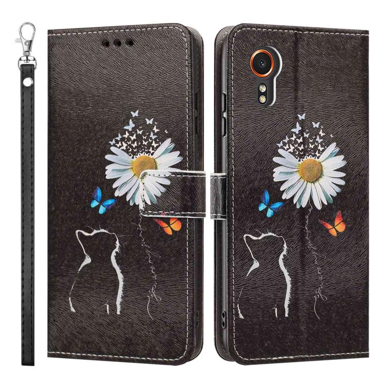 For Galaxy Xcover7 Painted Pattern Vegan Leather Phone Case with Strap