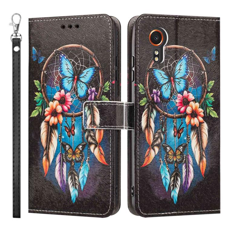For Galaxy Xcover7 Painted Pattern Vegan Leather Phone Case with Strap