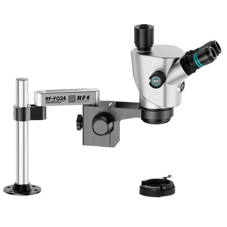 RF4 RF-CX71P-FO24 6.5X-65X Premium Dual-Anti Trinocular Stereo Microscope Head with FO24 Stand - Silver Black