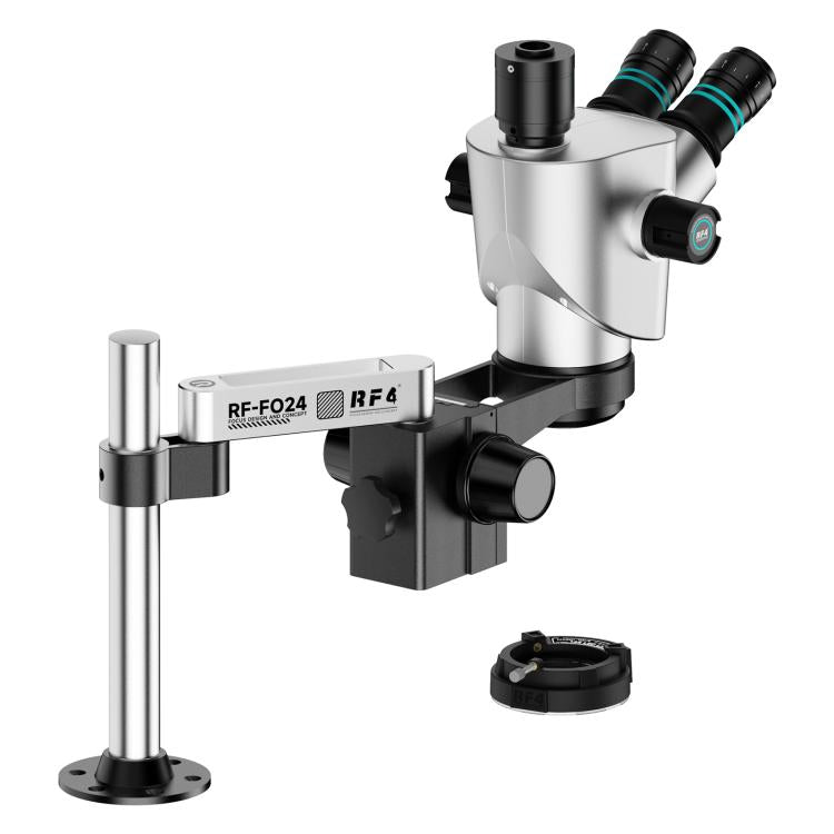 RF4 RF-CX71P-FO24 6.5X-65X Premium Dual-Anti Trinocular Stereo Microscope Head with FO24 Stand - Silver Black