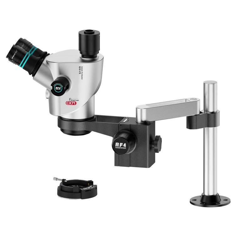RF4 RF-CX71P-FO24 6.5X-65X Premium Dual-Anti Trinocular Stereo Microscope Head with FO24 Stand - Silver Black