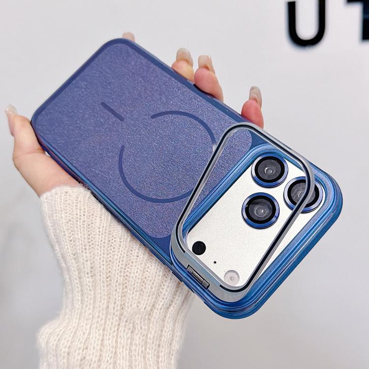 For iPhone 17 Pro Brushed Magnetic Phone Case with Lens Frame Holder & Lens Film