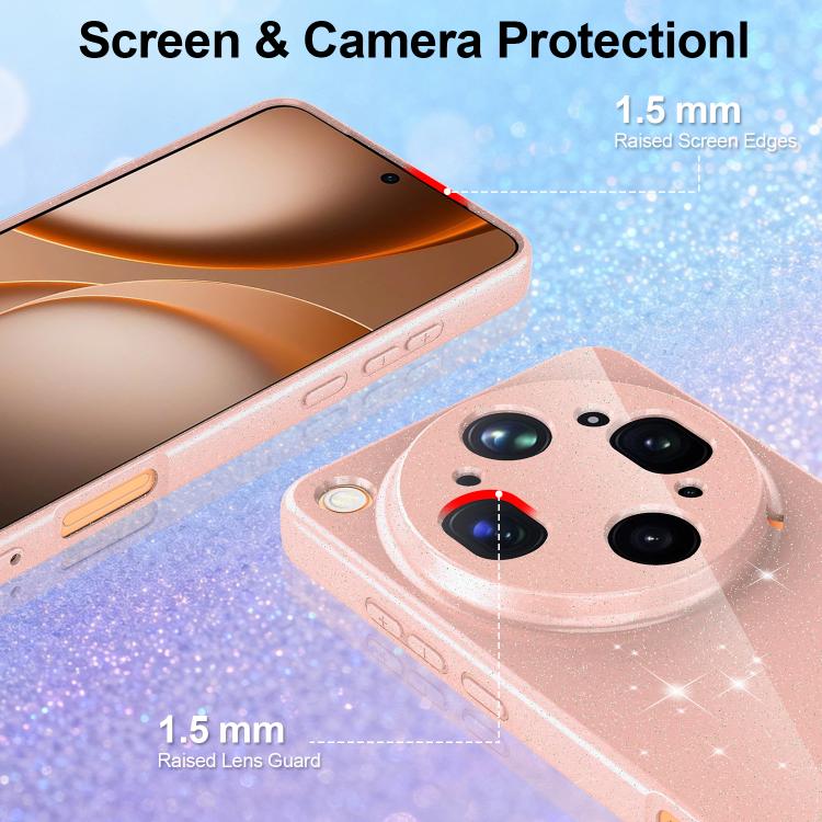 For OPPO Find X9 Ultra 5G Fine Hole Glossy Glitter Magnetic TPU Phone Case with Same Color Hand Strap