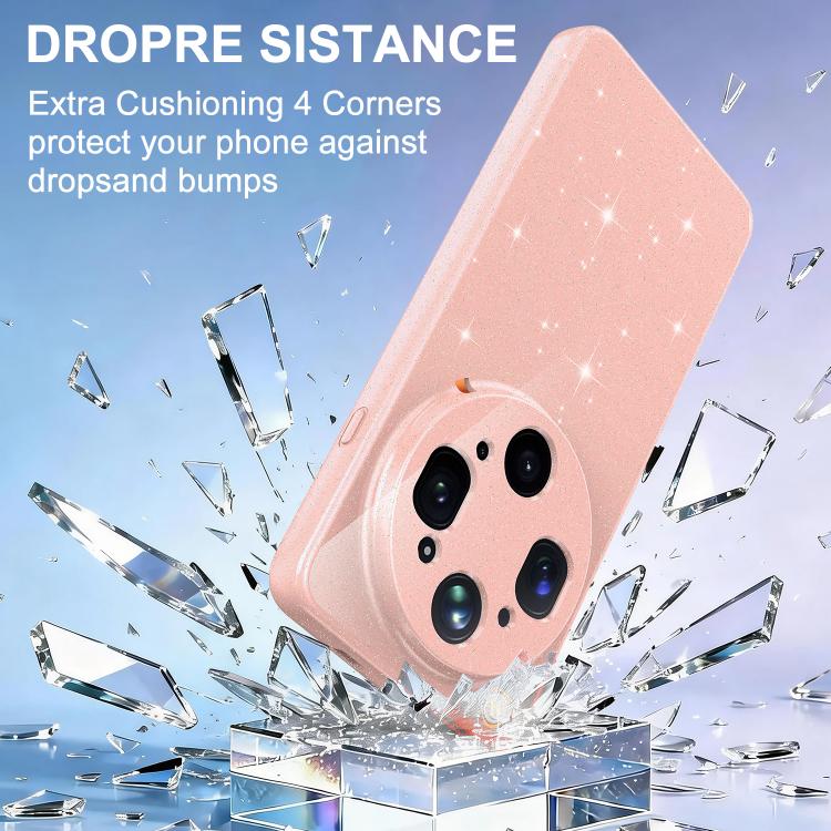 For OPPO Find X9 Ultra 5G Fine Hole Glossy Glitter Magnetic TPU Phone Case with Same Color Hand Strap