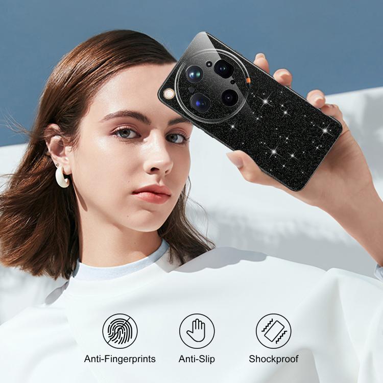For OPPO Find X9 Ultra 5G Fine Hole Glossy Glitter Magnetic TPU Phone Case with Same Color Hand Strap