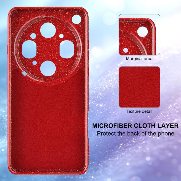 For OPPO Find X9 Ultra 5G Fine Hole Glossy Glitter Magnetic TPU Phone Case with Same Color Hand Strap