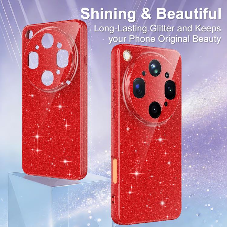 For OPPO Find X9 Ultra 5G Fine Hole Glossy Glitter Magnetic TPU Phone Case with Same Color Hand Strap