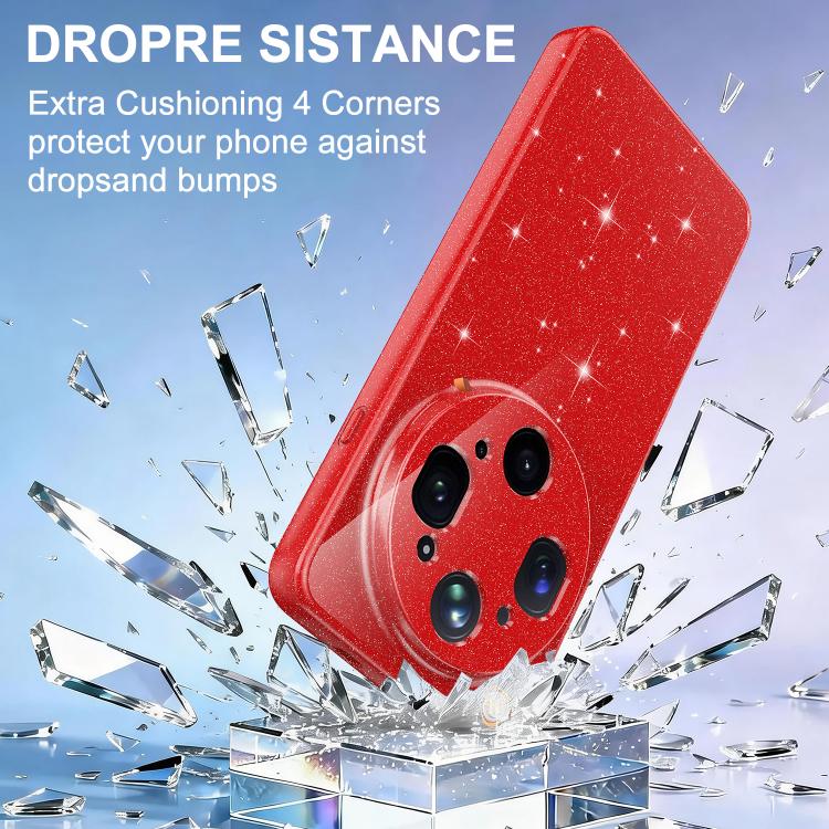 For OPPO Find X9 Ultra 5G Fine Hole Glossy Glitter Magnetic TPU Phone Case with Same Color Hand Strap