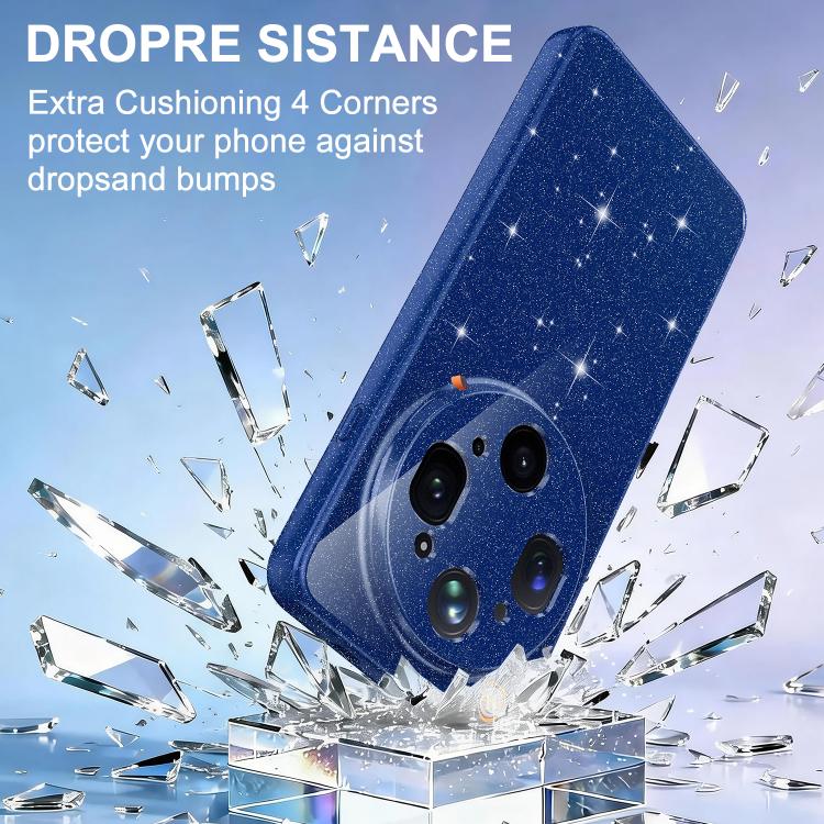 For OPPO Find X9 Ultra 5G Fine Hole Glossy Glitter Magnetic TPU Phone Case with Same Color Hand Strap