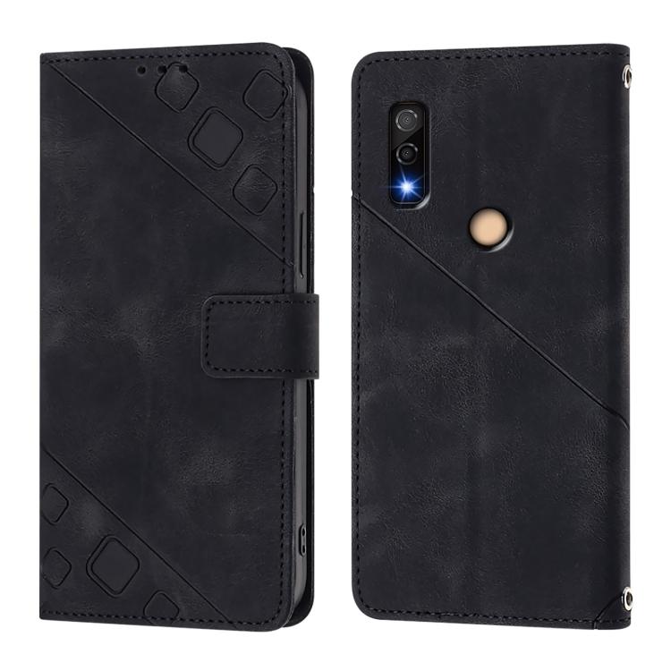For Fujitsu Arrows We3 Skin Feel Embossed Leather Phone Case