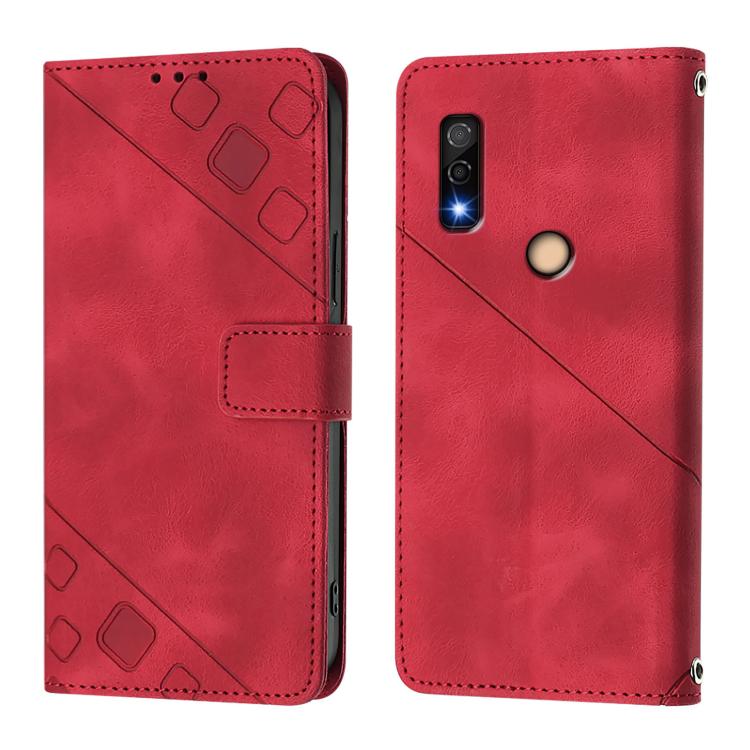For Fujitsu Arrows We3 Skin Feel Embossed Leather Phone Case