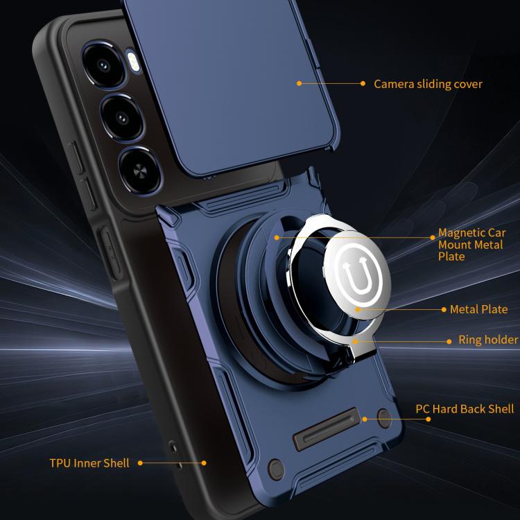 For itel A100 4G Sliding Camshield Holder Magnetic Phone Case