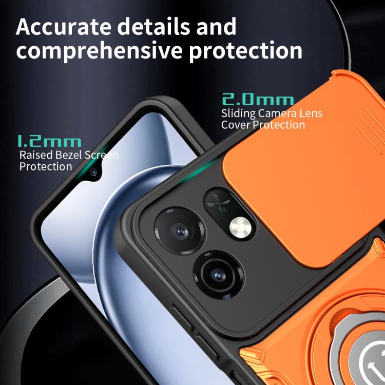 For itel A100C 4G Sliding Camshield Holder Magnetic Phone Case