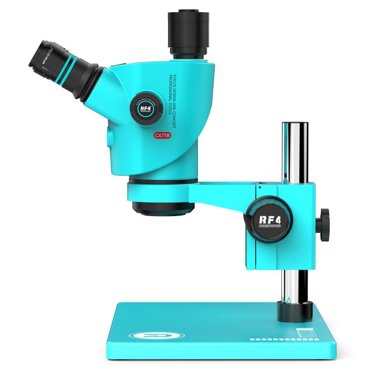 RF4 RF-CX71R 6.5-65X Ergonomic Design Trinocular Stereo Microscope with Big Aluminum Alloy Base - Blue