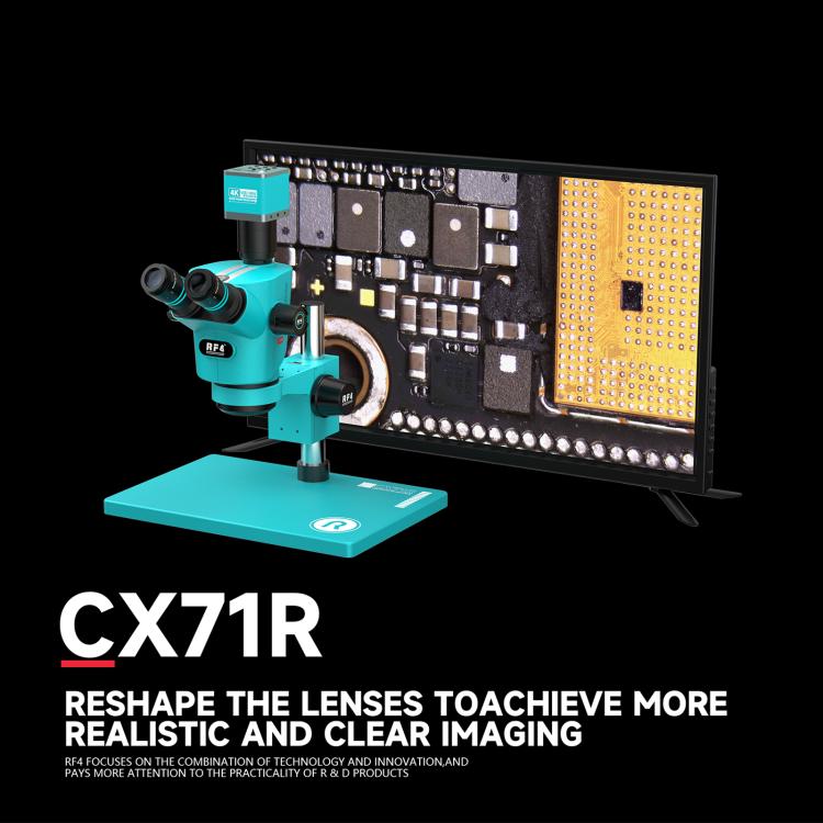 RF4 RF-CX71R 6.5-65X Ergonomic Design Trinocular Stereo Microscope with Big Aluminum Alloy Base - Blue
