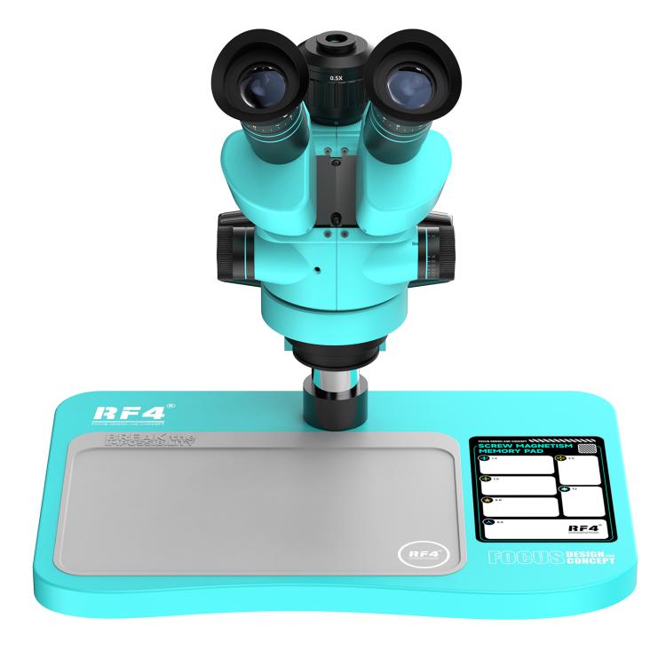 RF4 RF-6558Pro 6.5-58X Trinocular Stereo Microscope with Big Base, Silicone Pad, Screw Pad - Blue