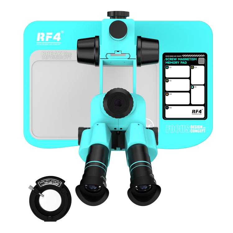 RF4 RF-6558Pro 6.5-58X Trinocular Stereo Microscope with Big Base, Silicone Pad, Screw Pad - Blue