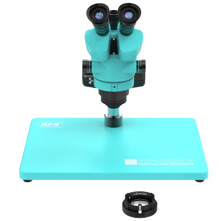 RF4 RF-6558X 6.5-58X Synchronous Zoom Trinocular Stereo Microscope with Aluminum Alloy Big Base - Blue
