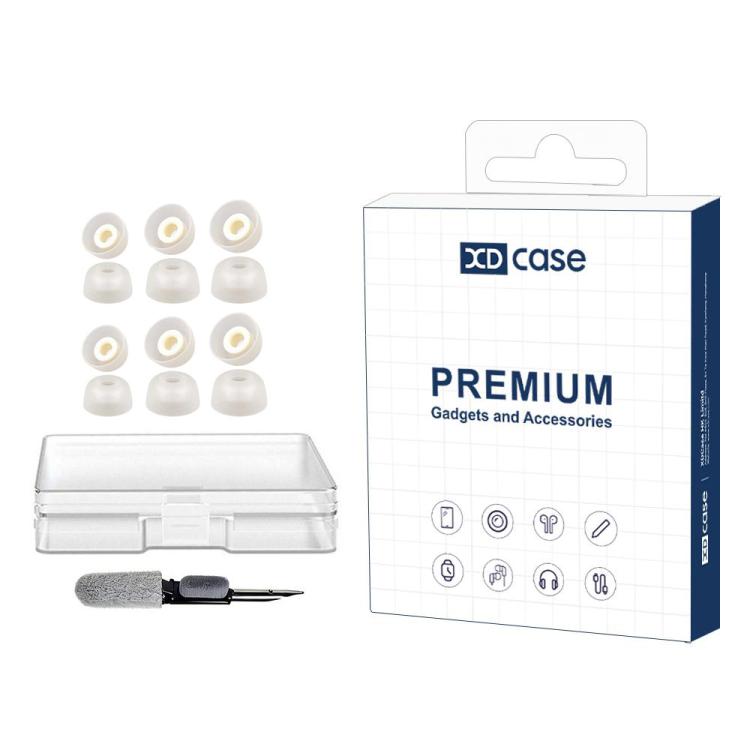 For Jabra Elite 3 / 4 / 7 Pro / 7 Active XDcase 6 Pairs Replacement Silicone Ear Tips Kit, S/M/L Size, Cleaning Brush Color Random - White