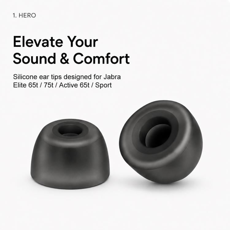 For Jabra Elite 65t / 75t / Active 65t XDcase 6 Pairs Replacement Silicone Ear Tips Kit, S/M/L Size, Cleaning Brush Color Random