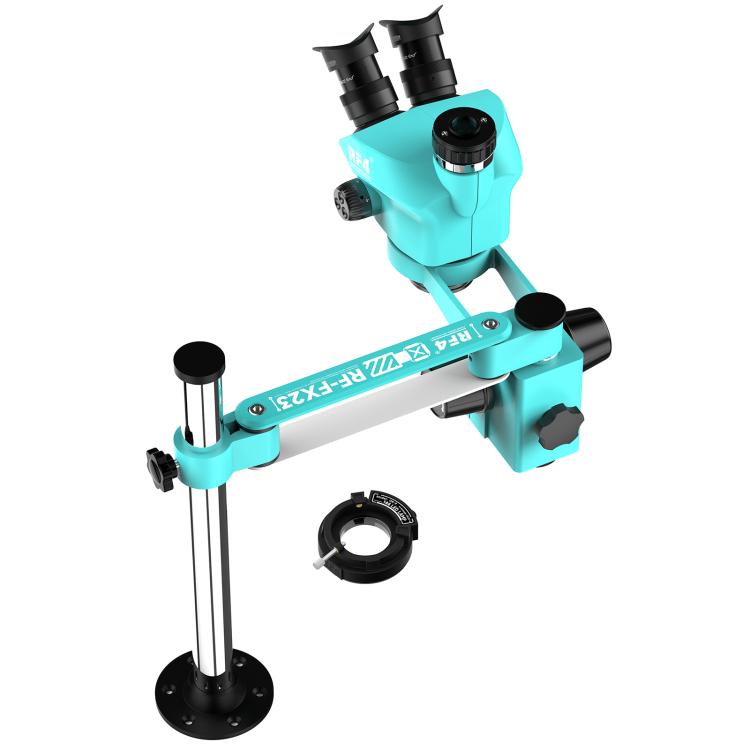 RF4 RF-FX23A 7-50X Free Swing Fixed Trinocular Stereo Microscope, Short Version - Blue