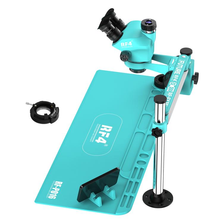 RF4 RF-FX35A 7-50X Free Swing Fixed Trinocular Microscope with RF-PO16 Silicone Pad, Long Version - Blue