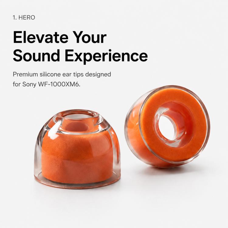 For Sony WF-1000XM6 / XM5 / XM4 XDcase 1 Pairs Liquid Silicone Sponge Ear Tips Kit, S Size, Cleaning Brush Color Random - Orange
