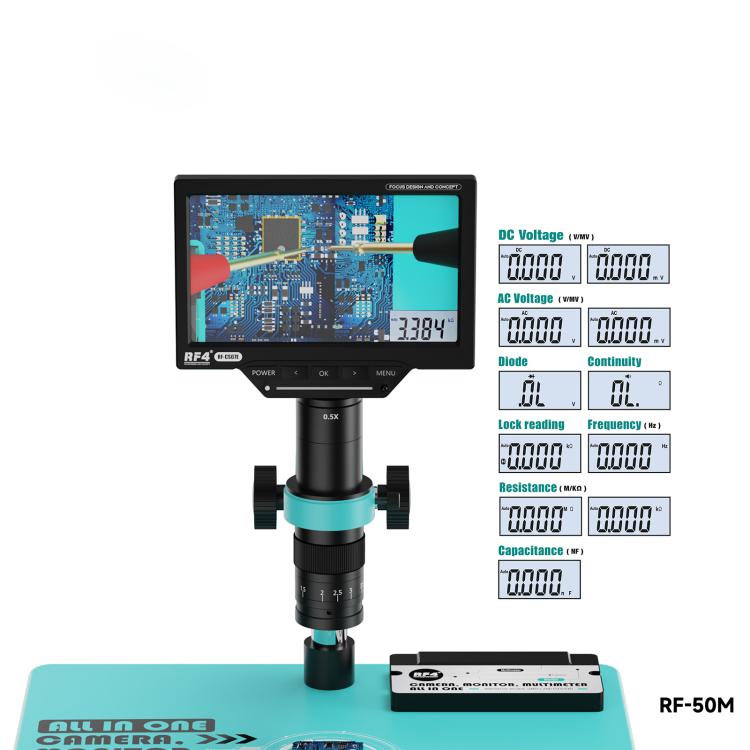 RF4 RF-50M 7-50X PCB Welding Repair HD Digital Microscope Provides Multimeter Function - Blue
