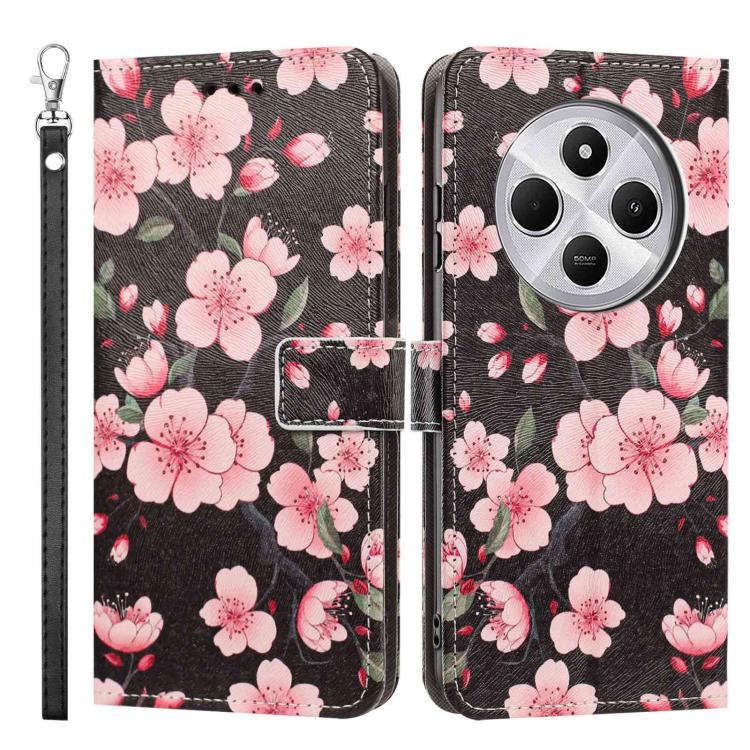 For Redmi 14C 4G Painted Pattern Vegan Leather Phone Case with Strap