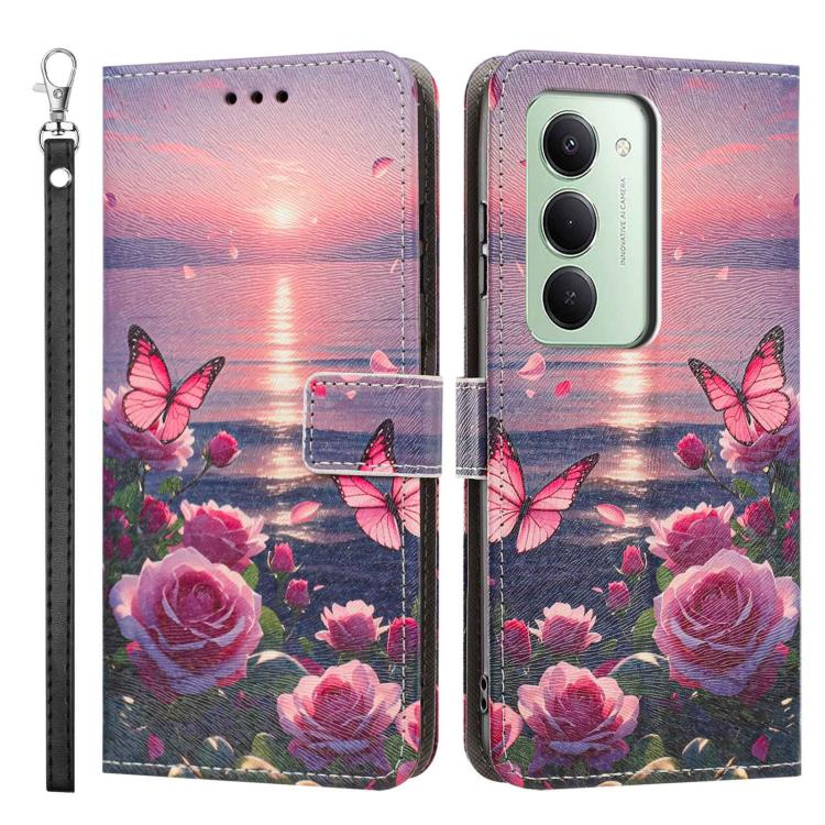 For Redmi 15 5G / 4G EU 171mm Painted Pattern Vegan Leather Phone Case with Strap