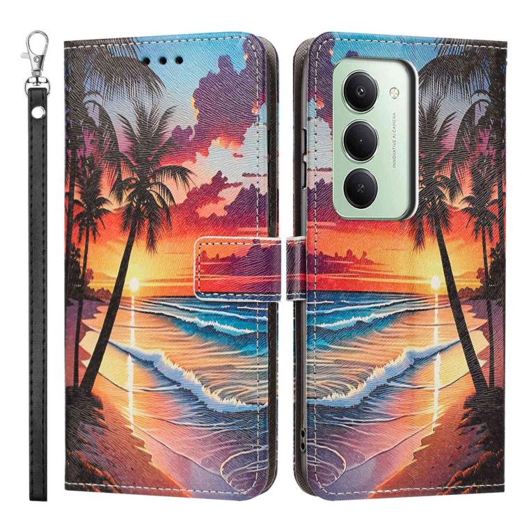 For Redmi 15 5G / 4G EU 171mm Painted Pattern Vegan Leather Phone Case with Strap