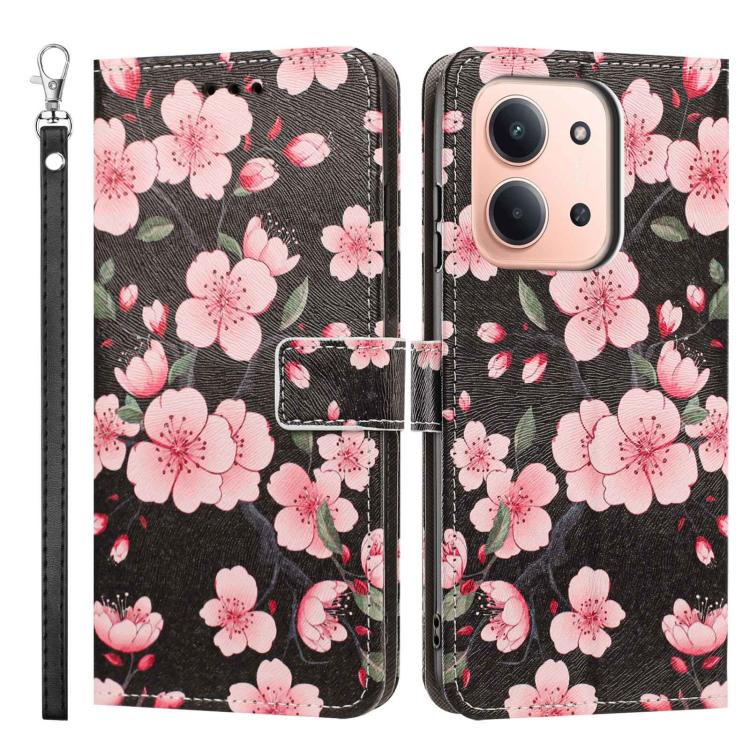 For Redmi 15C 5G / 4G EU 173mm Painted Pattern Vegan Leather Phone Case with Strap