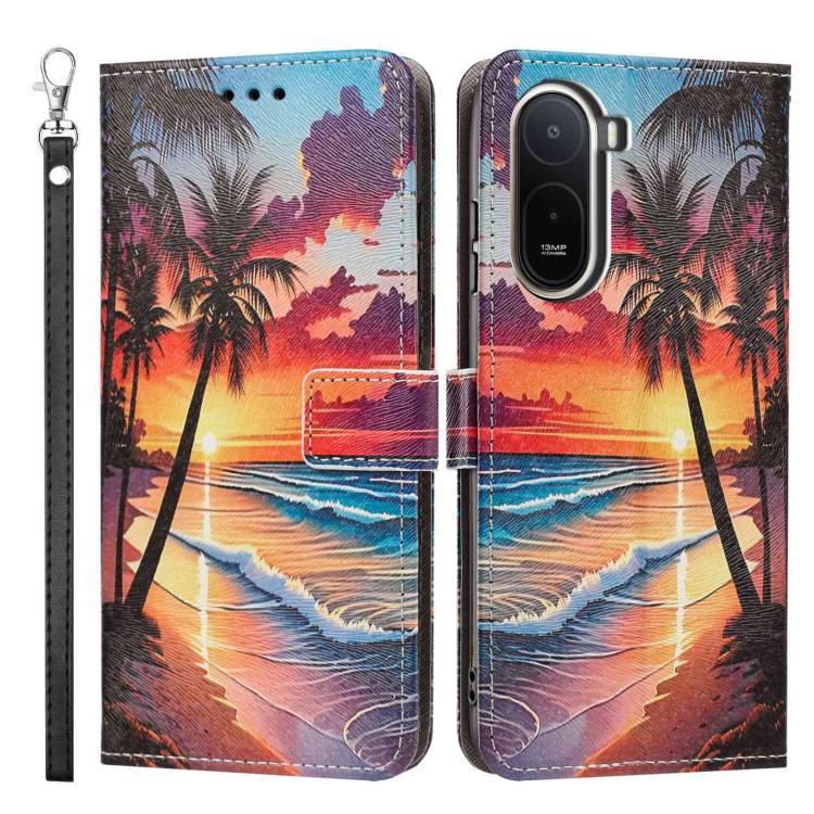 For Redmi A7 Pro 4G 171mm Global Painted Pattern Vegan Leather Phone Case with Strap