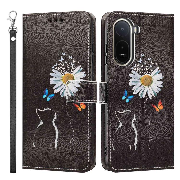 For Redmi A7 Pro 4G 171mm Global Painted Pattern Vegan Leather Phone Case with Strap