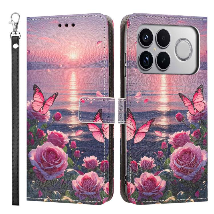For Redmi K90 Pro Max/Poco F8 Ultra 5G Painted Pattern Vegan Leather Phone Case with Strap