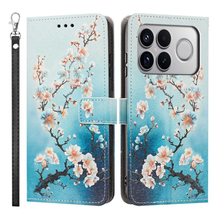 For Redmi K90 Pro Max/Poco F8 Ultra 5G Painted Pattern Vegan Leather Phone Case with Strap