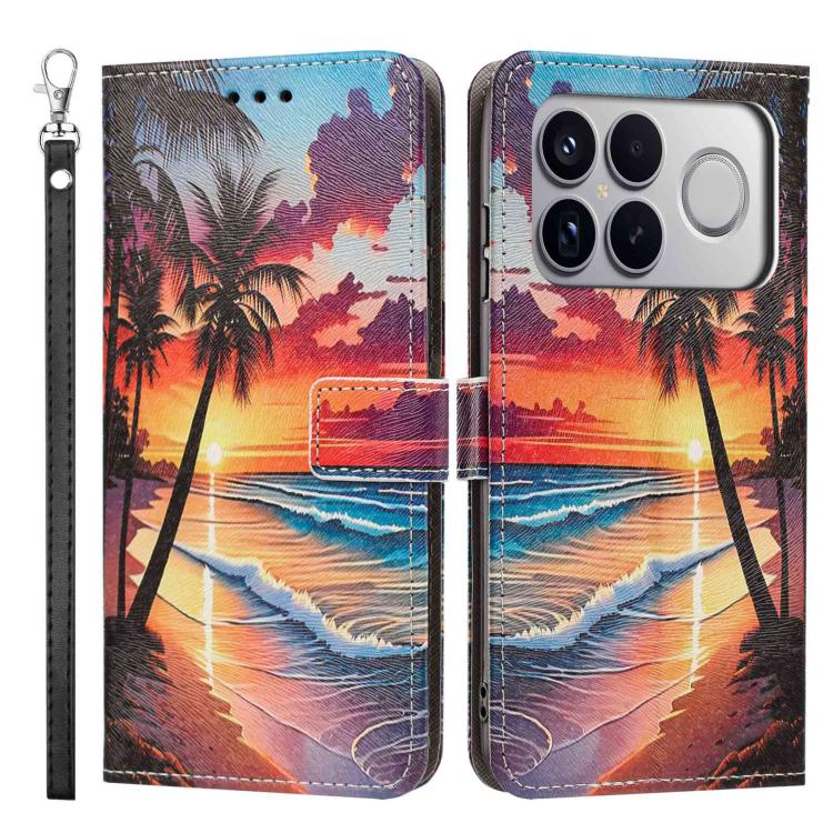 For Redmi K90 Pro Max/Poco F8 Ultra 5G Painted Pattern Vegan Leather Phone Case with Strap