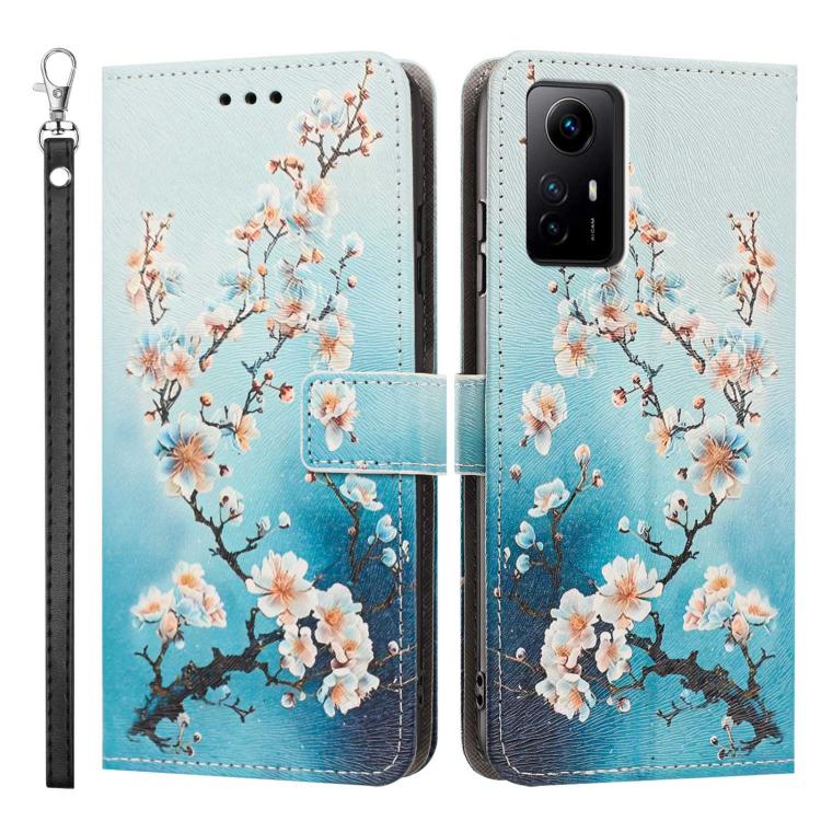 For Redmi Note 12s 4G Global Painted Pattern Vegan Leather Phone Case with Strap