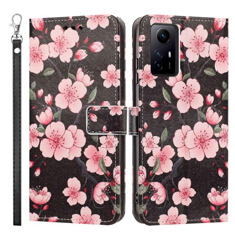 For Redmi Note 12s 4G Global Painted Pattern Vegan Leather Phone Case with Strap