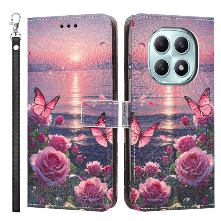 For Redmi Note 15 Pro 4G Global 163.2mm Painted Pattern Vegan Leather Phone Case with Strap