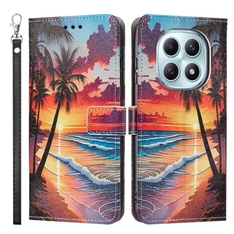 For Redmi Note 15 Pro 4G Global 163.2mm Painted Pattern Vegan Leather Phone Case with Strap