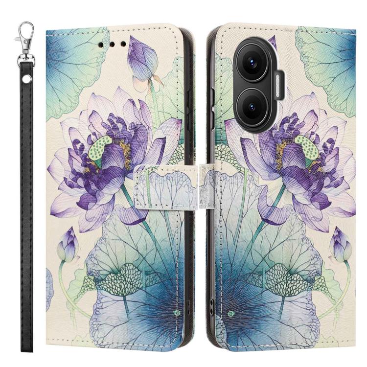 For Redmi Turbo 4 Pro Painted Pattern Vegan Leather Phone Case with Strap