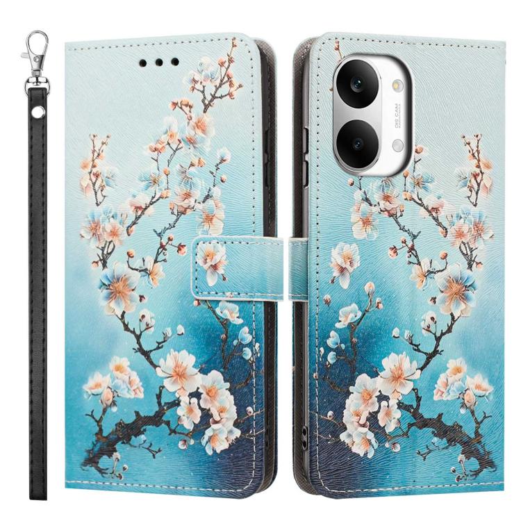 For Redmi Turbo 5 Max 5G Painted Pattern Vegan Leather Phone Case with Strap