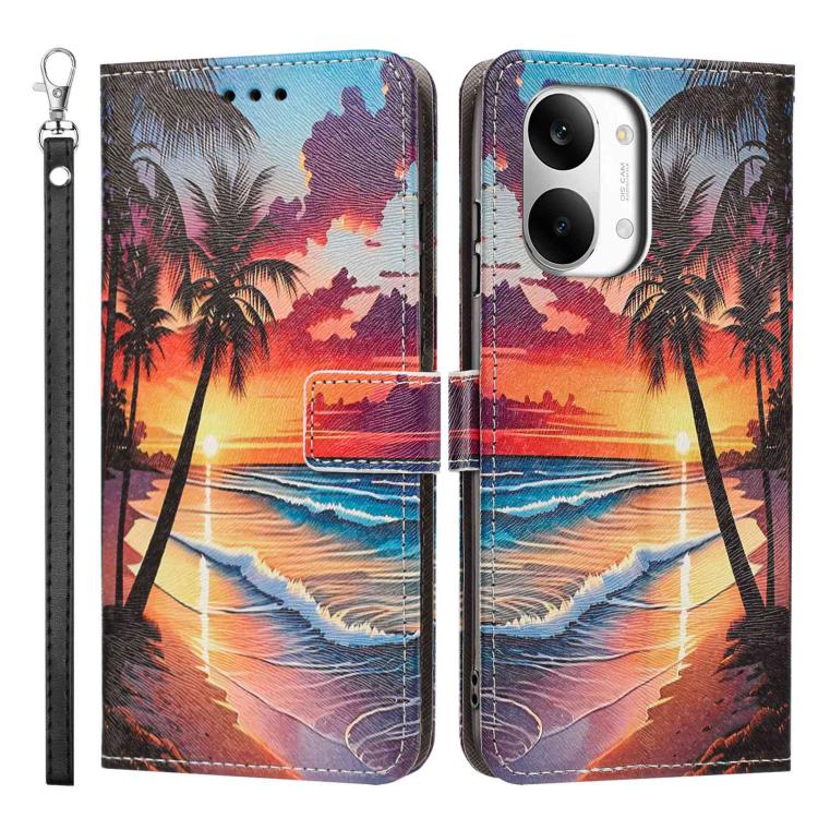 For Redmi Turbo 5 Max 5G Painted Pattern Vegan Leather Phone Case with Strap