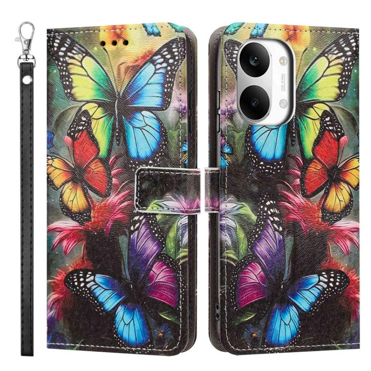 For Redmi Turbo 5 Max 5G Painted Pattern Vegan Leather Phone Case with Strap