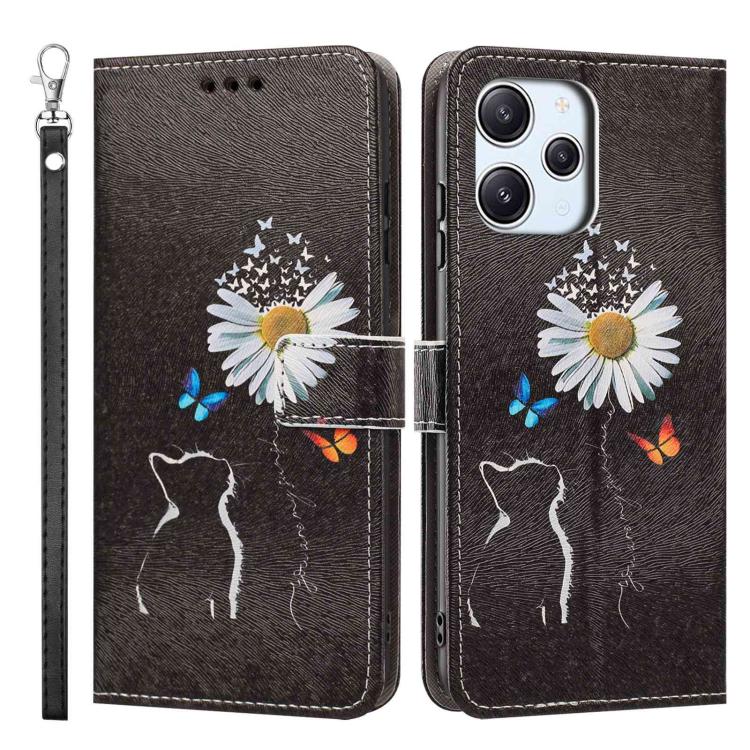 For Redmi 12 4G Painted Pattern Vegan Leather Phone Case with Strap