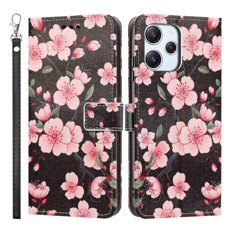 For Redmi 12 4G Painted Pattern Vegan Leather Phone Case with Strap