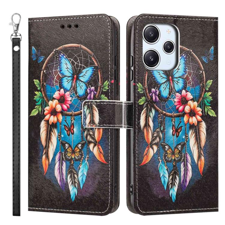 For Redmi 12 4G Painted Pattern Vegan Leather Phone Case with Strap