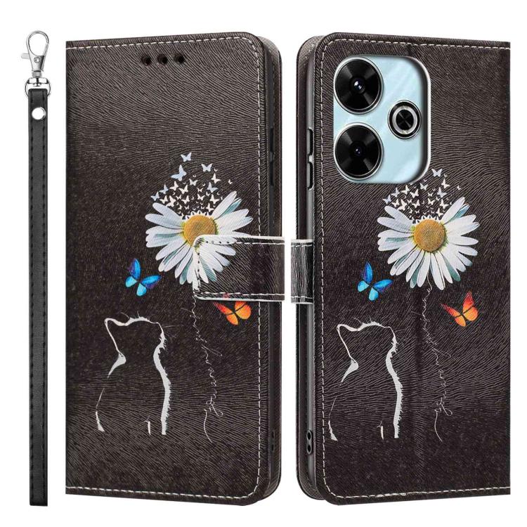 For Redmi 13 4G/5G Painted Pattern Vegan Leather Phone Case with Strap