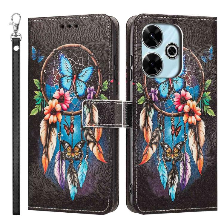 For Redmi 13 4G/5G Painted Pattern Vegan Leather Phone Case with Strap